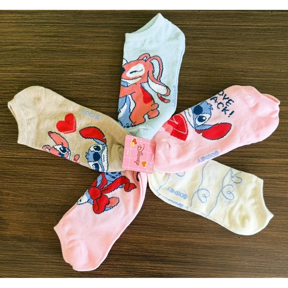 Lilo and Stitch Womens Juniors Ankle Socks 5 Pairs Size 4-10 5 Pairs